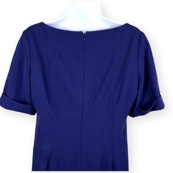 EVAN PICONE Navy Blue Button Short Sleeve Dress 8 - Picture 6 of 7